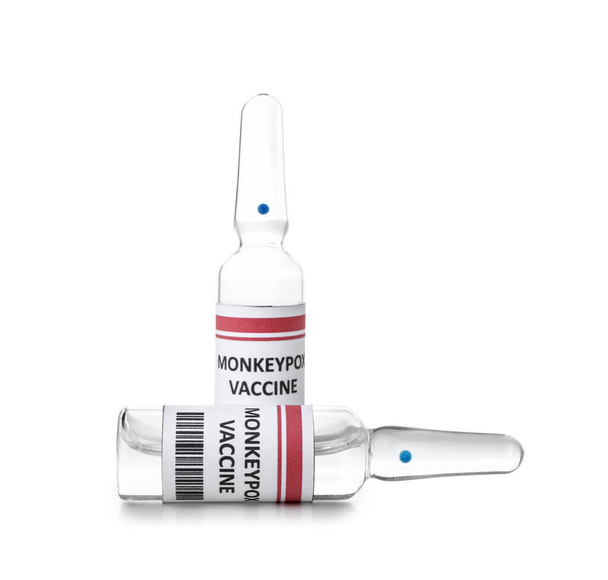 Majomhimlő elleni vakcina ampullái fehér alapon - Fotó, kép