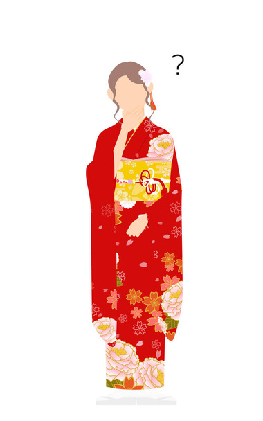 Eine Frau im Kimono, die einen furisode (langärmeligen Kimono) trägt - Vektor, Bild