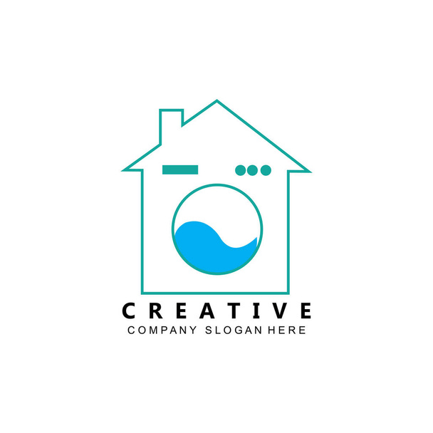 simple home laundry logo icon vector - Vector, Image