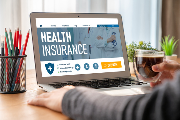 Health insurance web site modish registration system for easy form filling - Photo, Image