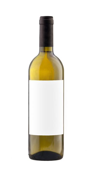 White wine bottle isolated with blank label.  - Foto, Bild