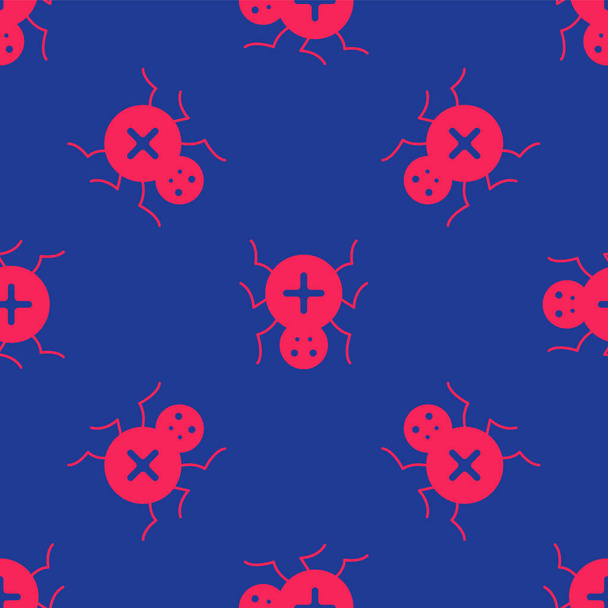 Icône araignée rouge isolé motif sans couture sur fond bleu. Bonne fête d'Halloween. Vecteur. - Vecteur, image