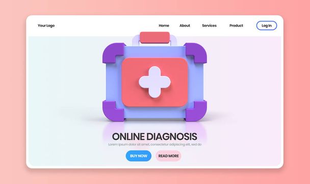 first aid kit concept illustration Landing page template for background 3D render - Photo, Image