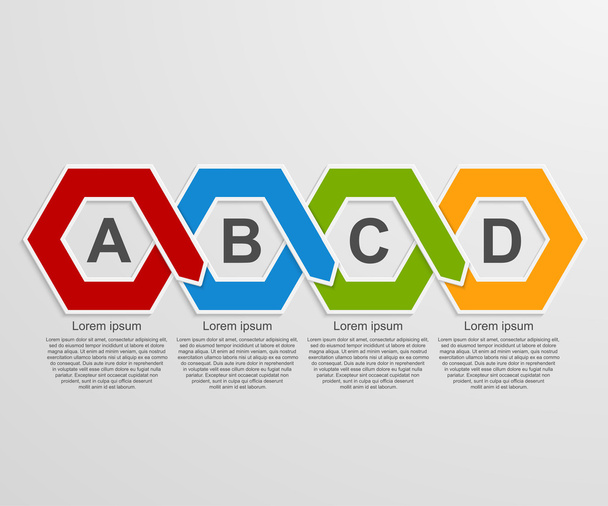 Infografías abstractas de hexágono de papel 3D o plantilla de línea de tiempo
. - Vector, Imagen