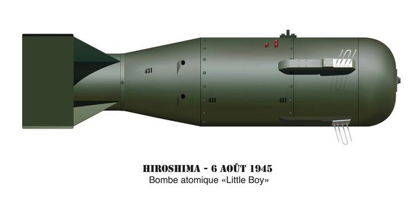 The nuclear bomb dropped on Hiroshima by the US military during World War II in August 1945. - Vector, Image
