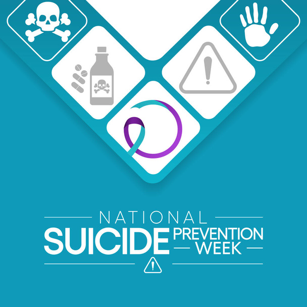 Die nationale Suizidpräventionswoche findet jedes Jahr im September statt, um weltweites Engagement und Maßnahmen zur Verhinderung von Selbstmorden zu bieten. Vektorillustration - Vektor, Bild
