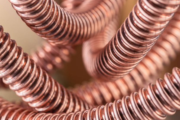 Stripped corrugated copper coaxial cable - Fotoğraf, Görsel