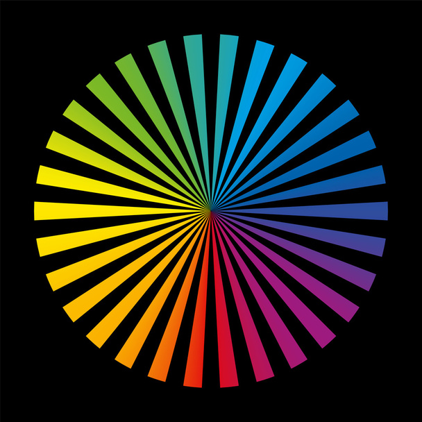Rainbow Wheel Color Fields Black - Vector, Image