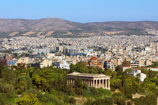 widok miasta Ateny z świątynia Hefajstosa z Akropolu, Grecja - Zdjęcie, obraz