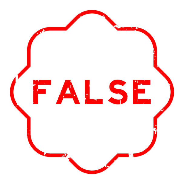 Grunge red false word rubber seal stamp on white background - Vector, Image