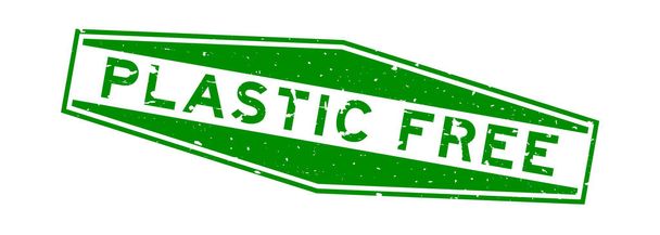 Grunge verde plástico palavra livre hexágono selo de borracha no fundo branco - Vetor, Imagem