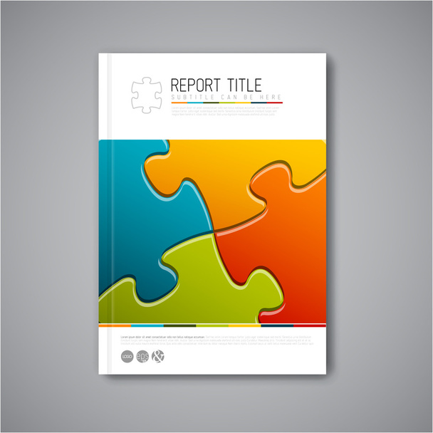 Abstracte brochure ontwerpsjabloon met puzzel - Vector, afbeelding