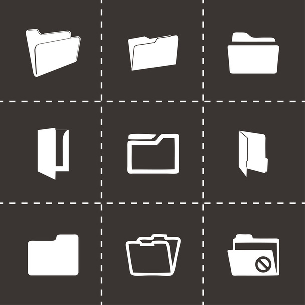 Vector black folder icons set - Vecteur, image