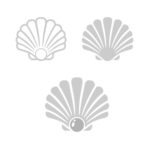 Beauty Shell Seashell Oyster Missel Scampp Bivalve Cockle Clam Set Simple Silhouette дизайн логотипа - Вектор,изображение