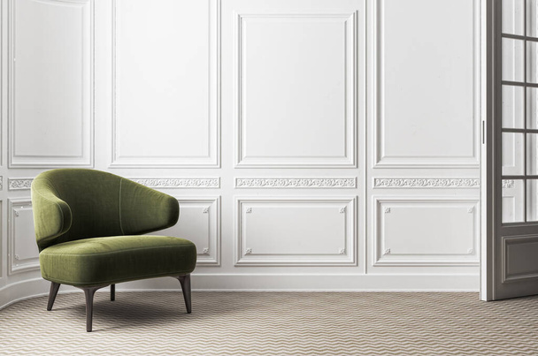 Illustration 3D rendering large luxury modern bright interiors Living room mockup computer digitally generated image - Фото, зображення