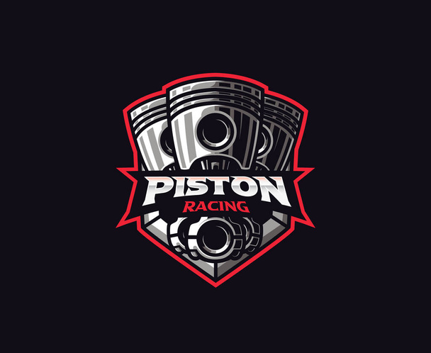 Piston vektör logosu tasarımı. Otomotiv atölyesi ve araba servisi logosu. Yarış takımı, sembol ve kimlik amblemi - Vektör, Görsel
