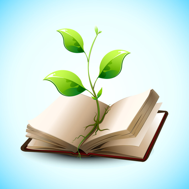 Plant Growing in Open Book - Vektor, Bild