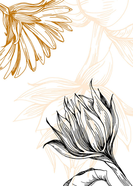 Sunflower Αφηρημένη ζωγραφισμένη στο χέρι Εικονογραφήσεις για διακόσμηση τοίχων, Postcard, Social Media Banner, Brochure Cover Design Background. Σύγχρονη αφηρημένη ζωγραφική έργο τέχνης. - Διάνυσμα, εικόνα