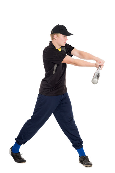 Młodego sportowca kijem Baseballowe  - Zdjęcie, obraz