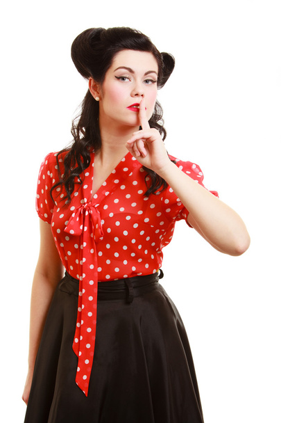 Pin-up girl with finger on lips - Foto, immagini
