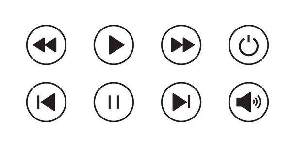 media player icon set vector symbol, player buttons, Video icon set. - Вектор,изображение