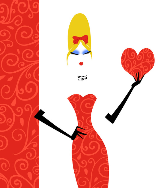 Chique Fashionista met een rode Valentine - Foto, afbeelding