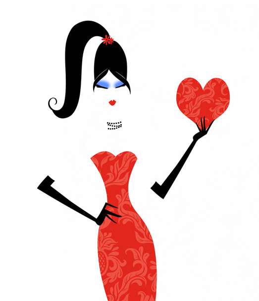 Chique Fashionista met een rode Valentine - Foto, afbeelding