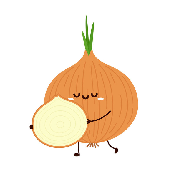 Onion character design. Onion on white background. - Vector, Image