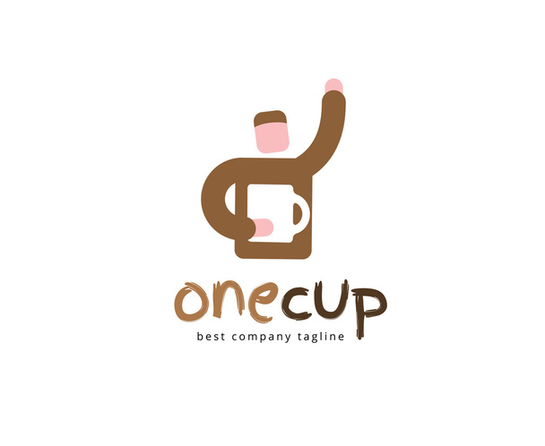 Абстрактная концепция логотипа чашки кофе изолирована на белом фоне. Ключевые идеи - бизнес, кофе, перерыв, пауза, еда и ресторан. Концепция фирменного стиля и брендинга
 - Вектор,изображение