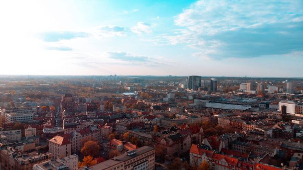 A panoramic view of Katowice city in Poland during autumn - Photo, Image