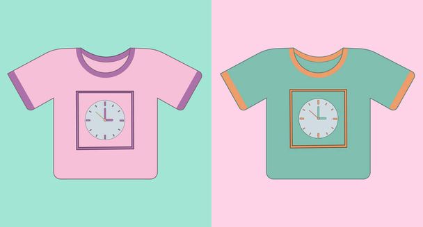 かわいい緑とピンクのTシャツ繊維や工業製品のためのベクトルデザイン. - ベクター画像