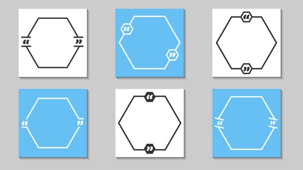 Quote frames blank templates set using basic of hexagonal shape. Creative vector banner illustration - Vector, Image