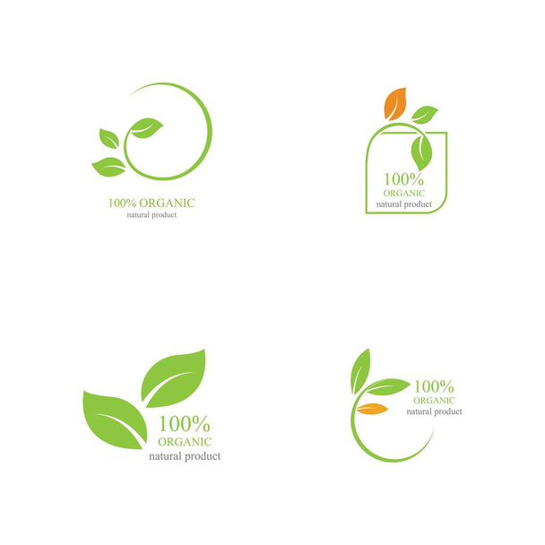 Векторна ілюстрація 100% органічного набору логотипів шаблон ілюстрації дизайну
 - Вектор, зображення
