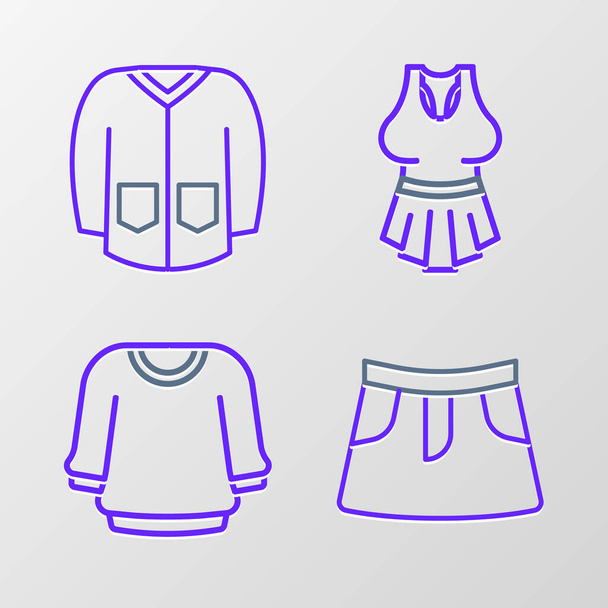 Set line Skirt Sweater Onderhemd en icoon. Vector. - Vector, afbeelding