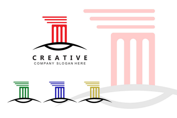Building column pillar logo design, building structure vector illustration - Vector, Image