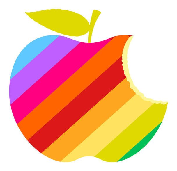Arco-íris comer maçã
 - Vetor, Imagem