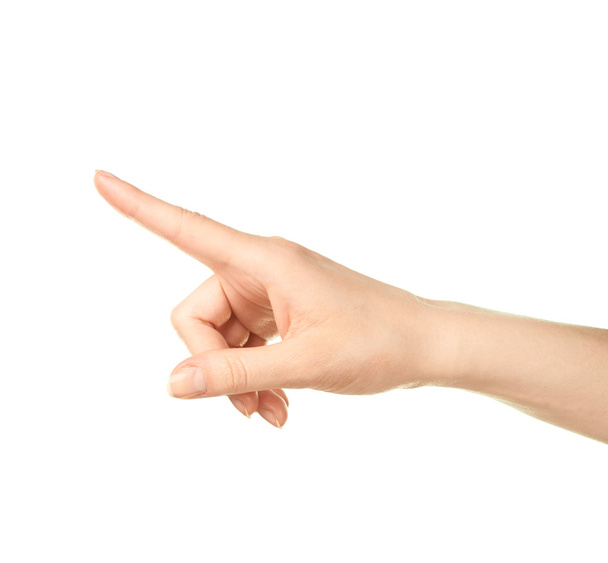 Female hand gesture of an index finger - Foto, imagen