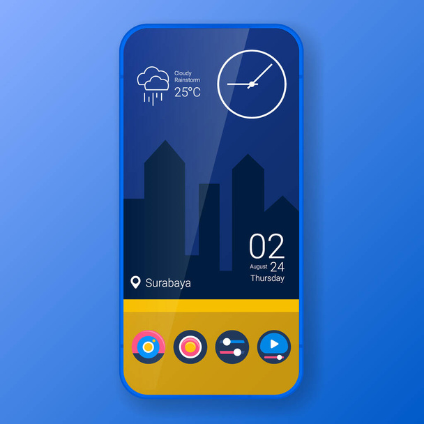 night mode themes user interface realistic smartphone, vector design illustration - Vector, Image