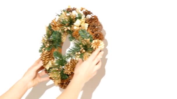 Woman decorate her home for christmas - Кадри, відео