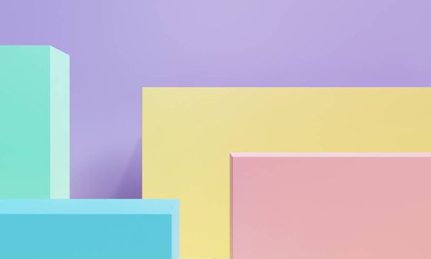 Abstract geometrische vorm in pastel kleurrijk voor product podium presentatie achtergrond. Kunst en kleur concept. 3D illustratie rendering - Foto, afbeelding