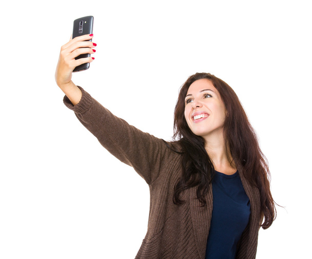 携帯電話を持つ女性 - 写真・画像
