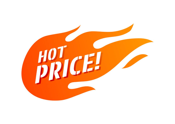 Горячая цена огненный знак, продвижение огня баннер, ценник, горячая продажа, предложение, цена. - Вектор,изображение