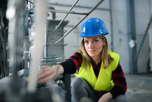 A portrait of female engineer working in industrial factory - Foto, Imagem