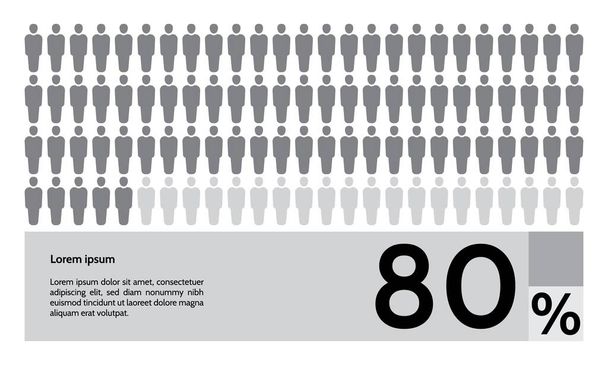 80 percent people population demography, infographics concept, element design. Vector illustration - Vector, Image