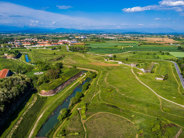 Palmanova city panoramic aerial view, Udine, Italy. - 写真・画像