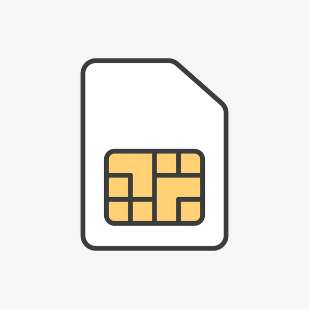  Icono de diseño plano de chip de teléfono de tarjeta SIM - Vector, imagen