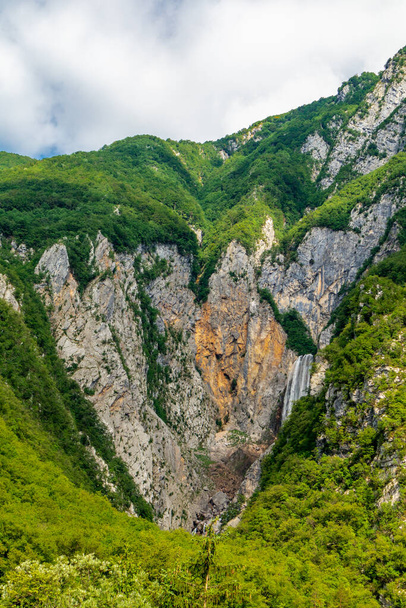 Hike to the Boka Waterfall in the Soca Valley - Bovec - Slovenia - Фото, изображение