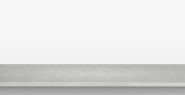Γκρι τσιμεντένιο πέτρινο πάγκο σε λευκό πανοραμικό φόντο, προωθητικό web template - Vector illustration - Διάνυσμα, εικόνα