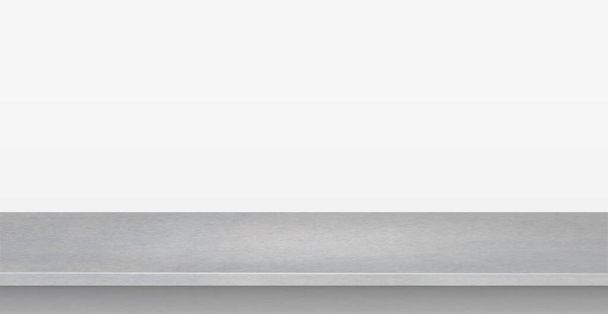 Arbeitsplatte aus grauem Beton auf weißem Panorama-Hintergrund, Werbe-Web-Vorlage - Vector Illustration - Vektor, Bild