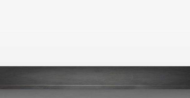 Μαύρο πέτρινο τραπεζάκι σε λευκό πανοραμικό φόντο, προωθητικό web template - Vector illustration - Διάνυσμα, εικόνα